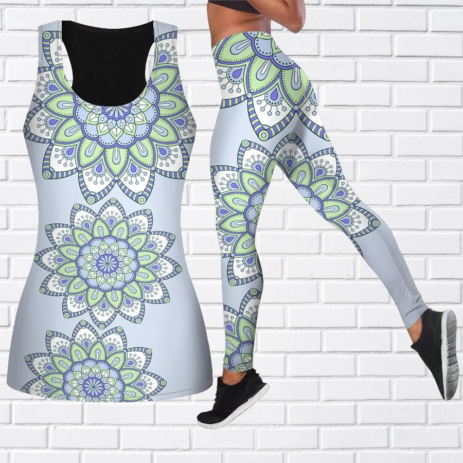 Beautiful Lotus Print Yoga Outfit for Women Fashion Workout Leggings Fitness Sports Casual Yoga Pants cm tan