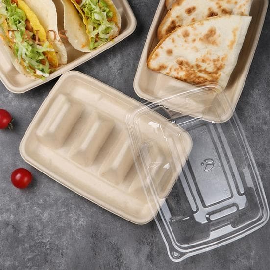 10/20Pcs Disposable Taco Holders for Parties Sturdy Taco Tray Holder with Dividers Eco-Friendly Taco Plates Packaging Box for Events Taco Bar Serving