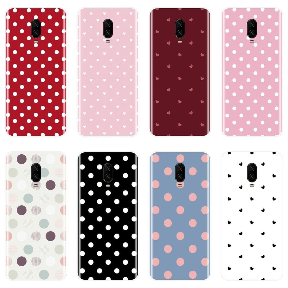 Case For One Plus 6 6T 5 5T 3 3T Polka Dot Heart Love Pink Black Soft Silicone Back Cover For OnePlus 6 6T 5 5T 3 3T Phone Case