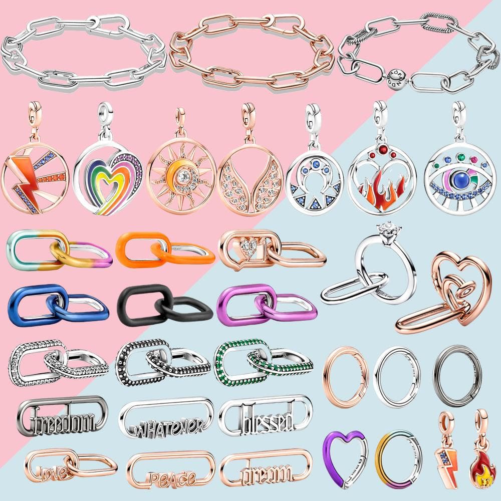 Mini Charm S925 Sterling Silver Double Link Pendant Fit Original Bracelet Women DIY Jewelry
