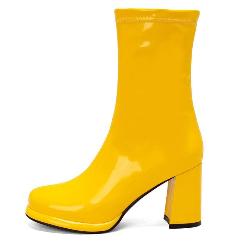 Fashion Candy Ankle Boot Women Elegant High Heels Short Rain Boots Black Yellow White Pink Winter Party Shoes Lady Large Size Designers cm black