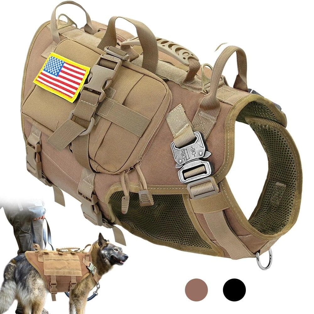Tactical Dog Harness No-Pull Pet Harness Vest For Medium to Large Dog Training Hiking Dog Carrier with Pouch