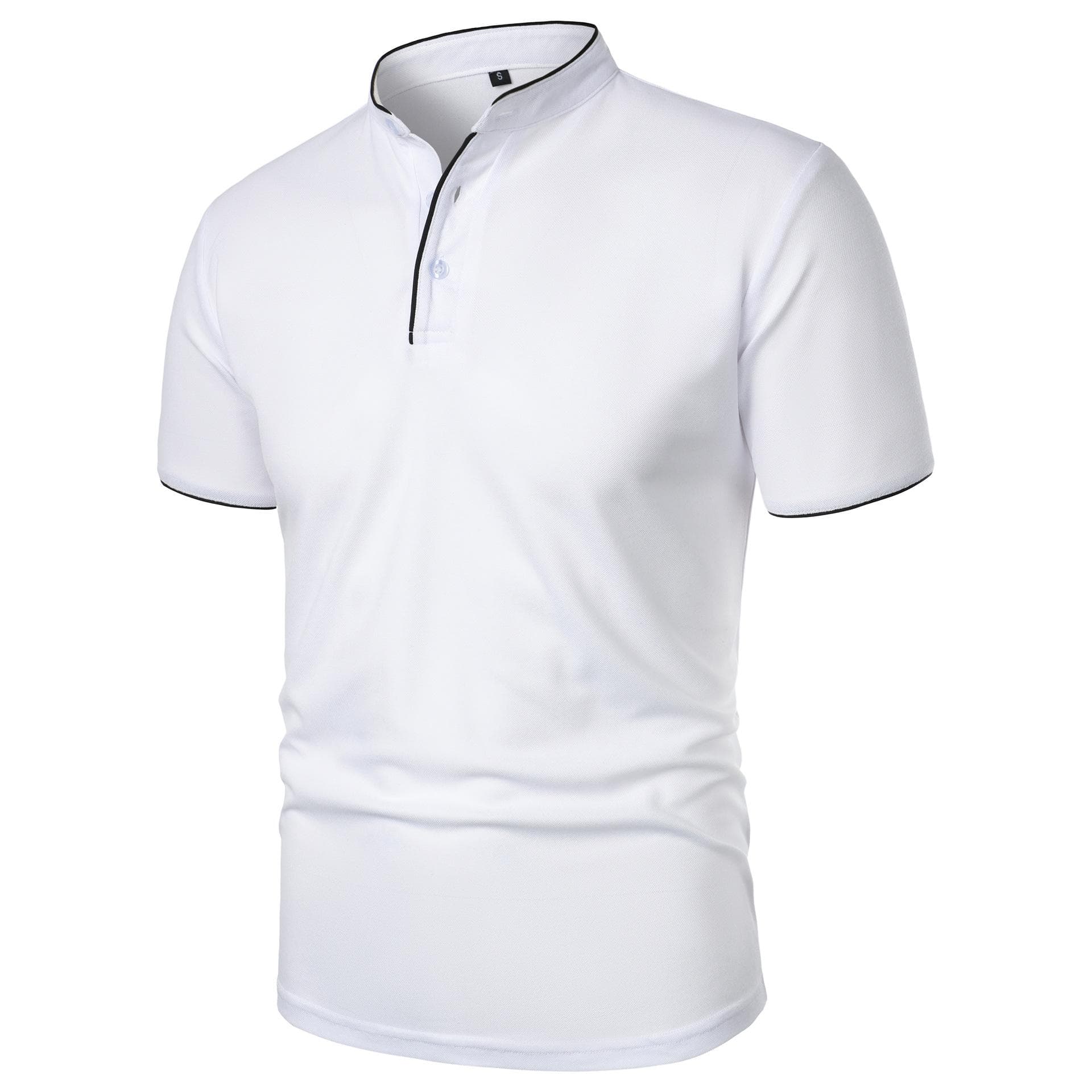 Summer Men's Short Sleeve T Shirts Solid Color Stand Collar Smart Casual Tshirts Men Slim Fit Lightweight Pull On Tees Tops Man cm khaki