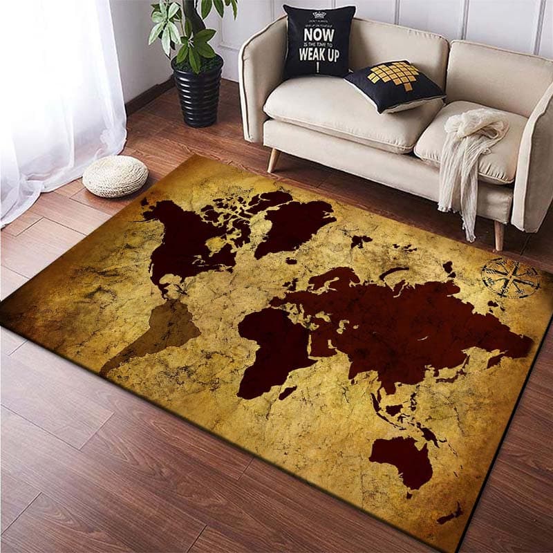 Retro Navigation Map Decorative Large Rugs for Living Room Home Decor Area Mat Children Room Floor Mate Bedroom Carpet Mat Gift